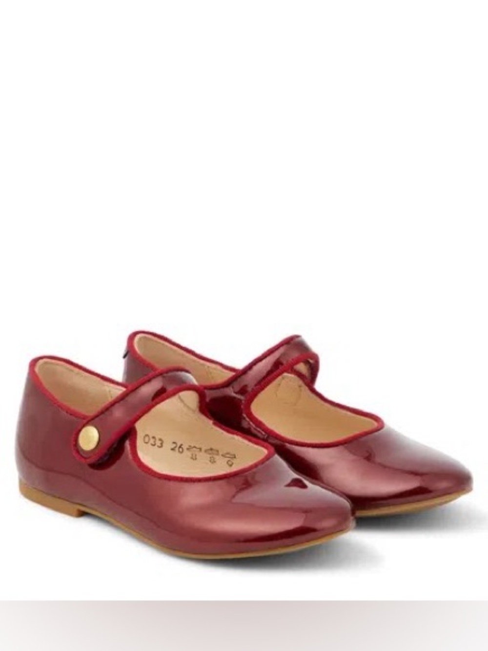 Pom D'Api Daisy Baby Patent Leather Mary Jane Flats/Shoes, Red, 33 US